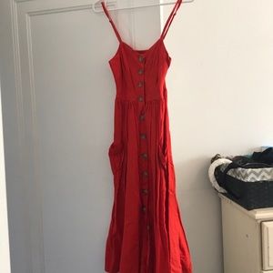 Urban Outfitters red linen dress